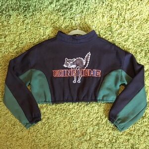 Zaful Cropped Zip Sweatshirt/Jacket with “Going Home” Cat | Size Large | NWT